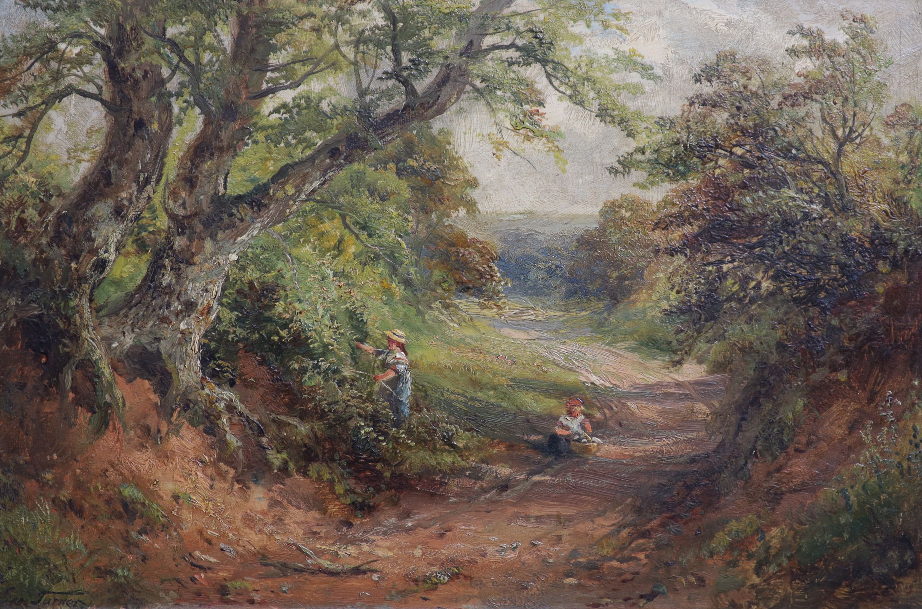 George Turner (1843-1910), Lane at Mackworth, oil on wooden panel, 30 x 46cm